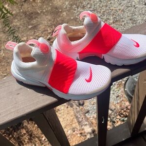 Nike  White and Bright Red Slip-On Athletic Shoes